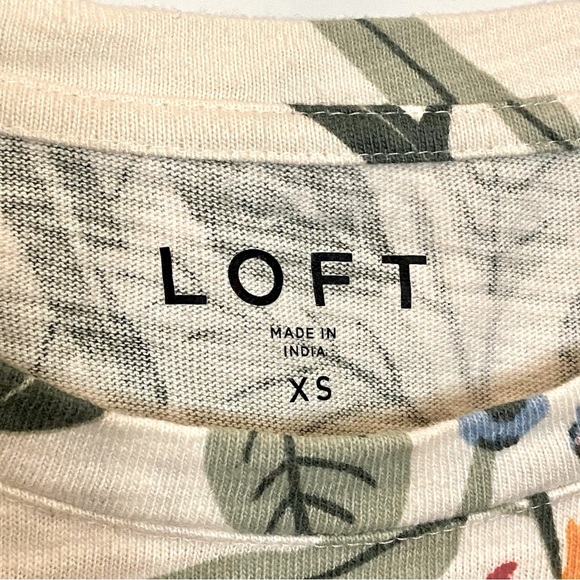 LOFT Floral Puff Shoulder Balloon Sleeves Top S / XS - Picture 5 of 11